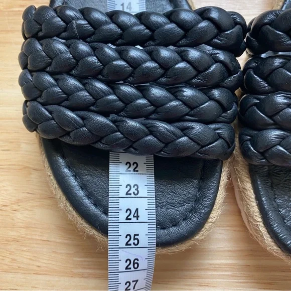 MIDAS "Shelles" Black Plaited Leather Slip On Sandals Slides Size 39 RRP $190 - Picture 9 of 11